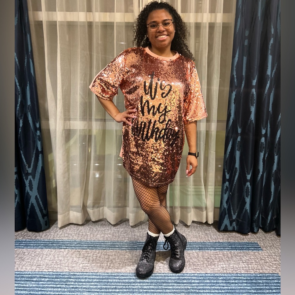 It’s My Birthday Rose Gold Sequin Dress - O/S